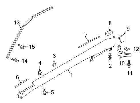 2020 Infiniti Q60 Exterior Trim - Pillars, Rocker & Floor Diagram