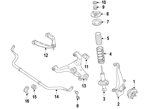 2021 Infiniti QX80 Suspension Components, Lower Control Arm, Upper Control Arm, Stabilizer Bar Diagram