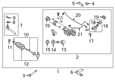 2021 Infiniti QX80 Steering Column & Wheel, Steering Gear & Linkage Diagram 3