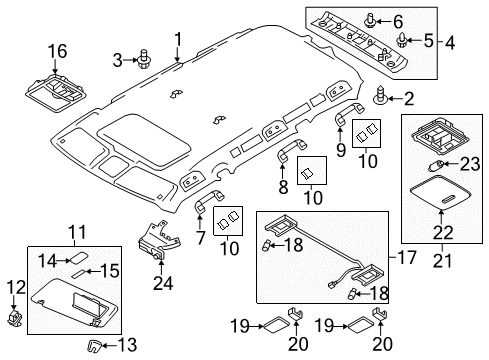 2022 Infiniti QX80 Sun Visor Assembly-RH Diagram for 96400-6JE3D