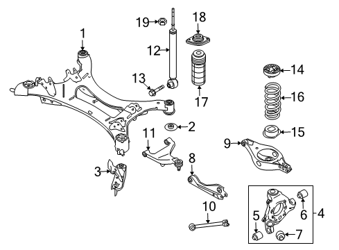 2020 Infiniti QX60 Rear Suspension, Lower Control Arm, Upper Control Arm, Ride Control, Stabilizer Bar, Suspension Components Diagram 4