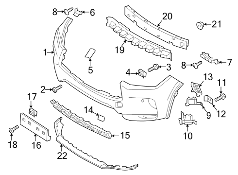 2019 Infiniti QX50 BRACKET-FRONT BUMPER SIDE,RH Diagram for 62222-9CM0A