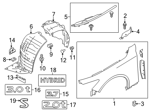 2022 Infiniti Q50 Fender & Components Diagram