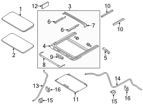 2014 Infiniti QX80 Shade Assy-Sunroof Diagram for 91250-1LZ1A