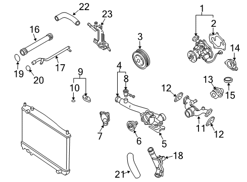 2003 Infiniti FX45 GASKT-WATR Pump Diagram for 21014-AR01A