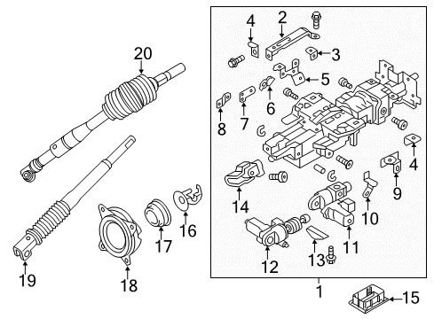 2014 Infiniti QX80 Shaft Assy-Steering Column,Lower Diagram for 48822-5ZP0B