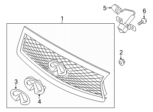 2021 Infiniti Q50 Grille Assy-Front Diagram for 62310-6HN0C