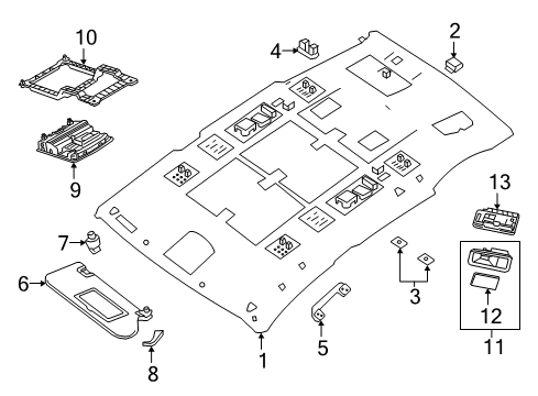 2022 Infiniti QX55 Bracket Personal Lamp, LH Diagram for 26468-3GH0A