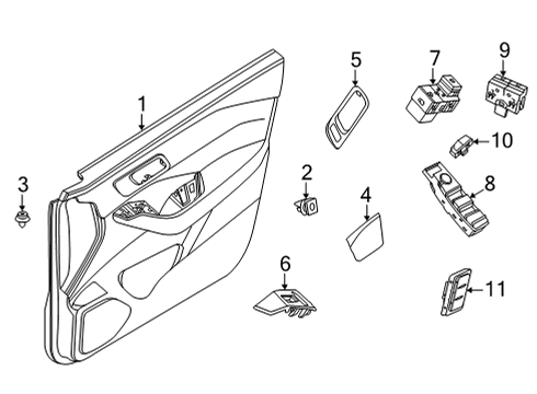 2022 Infiniti QX60 Switch Assy-Door Lock Diagram for 25210-6RA0A