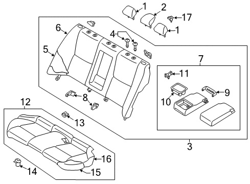 2022 Infiniti Q50 Rear Seat Components Diagram 2